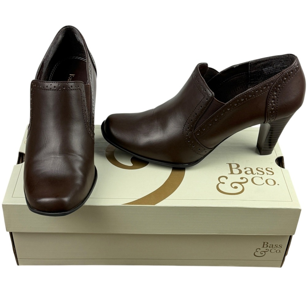 Bass & Co Women's 6.5 Brown Shootie Penelope Brogue Stacked Heel Professional